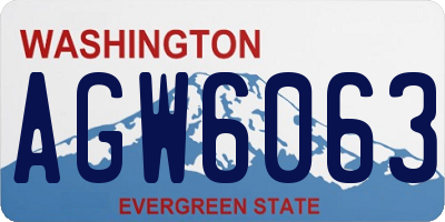 WA license plate AGW6063