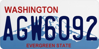 WA license plate AGW6092
