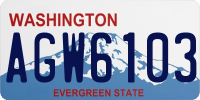 WA license plate AGW6103