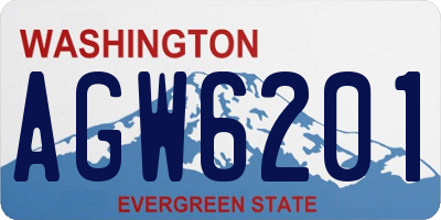 WA license plate AGW6201