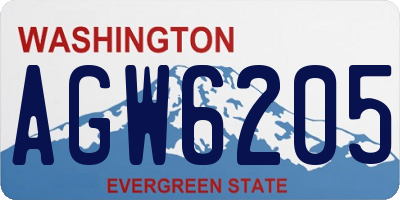WA license plate AGW6205
