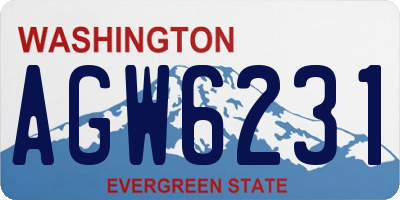 WA license plate AGW6231