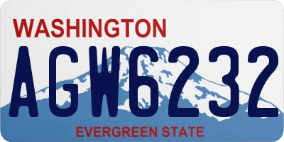 WA license plate AGW6232