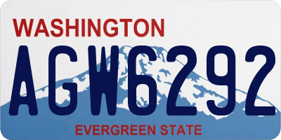WA license plate AGW6292