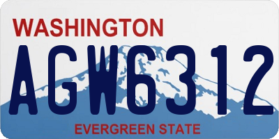 WA license plate AGW6312