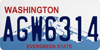 WA license plate AGW6314