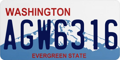 WA license plate AGW6316