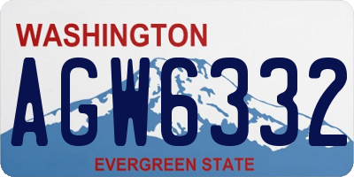 WA license plate AGW6332
