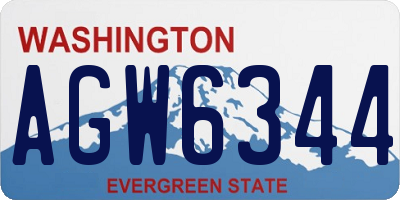 WA license plate AGW6344
