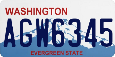 WA license plate AGW6345