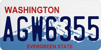 WA license plate AGW6355