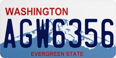 WA license plate AGW6356