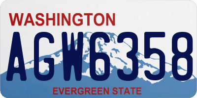 WA license plate AGW6358