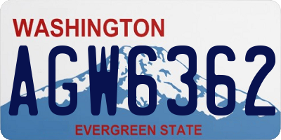 WA license plate AGW6362