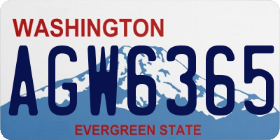 WA license plate AGW6365