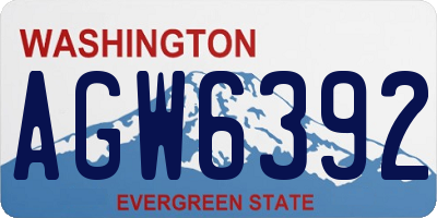 WA license plate AGW6392