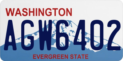 WA license plate AGW6402