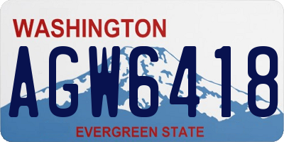 WA license plate AGW6418