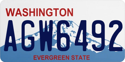 WA license plate AGW6492