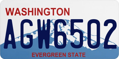 WA license plate AGW6502