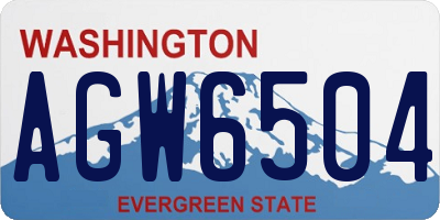 WA license plate AGW6504