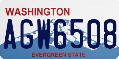 WA license plate AGW6508