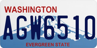 WA license plate AGW6510