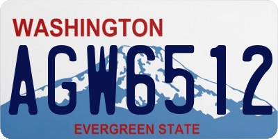 WA license plate AGW6512