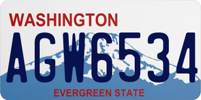 WA license plate AGW6534