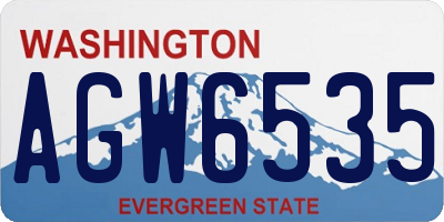 WA license plate AGW6535