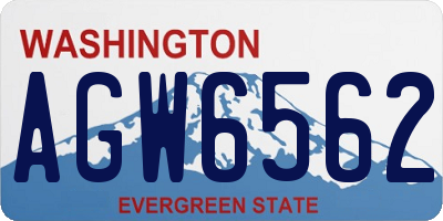 WA license plate AGW6562