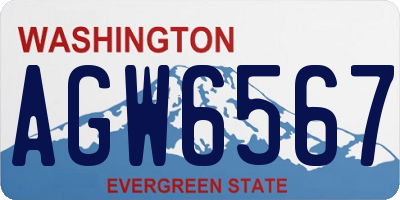 WA license plate AGW6567