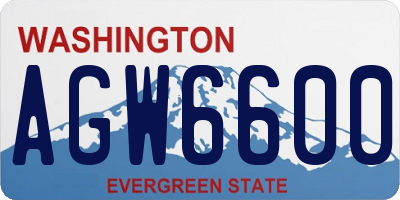 WA license plate AGW6600