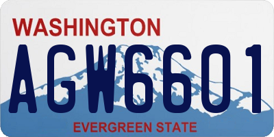 WA license plate AGW6601