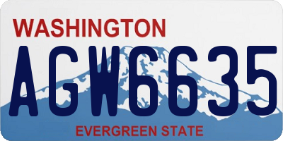 WA license plate AGW6635