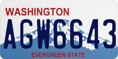 WA license plate AGW6643