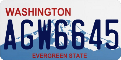 WA license plate AGW6645