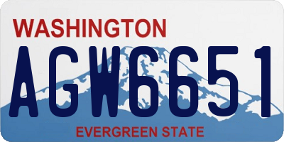 WA license plate AGW6651