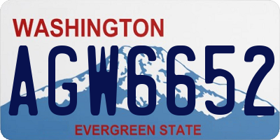 WA license plate AGW6652