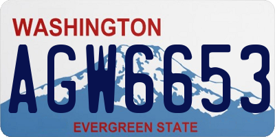 WA license plate AGW6653