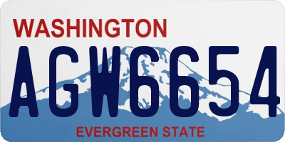WA license plate AGW6654