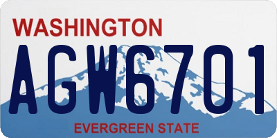 WA license plate AGW6701