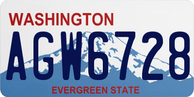 WA license plate AGW6728