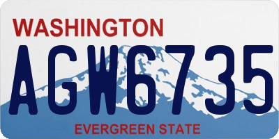 WA license plate AGW6735