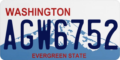 WA license plate AGW6752