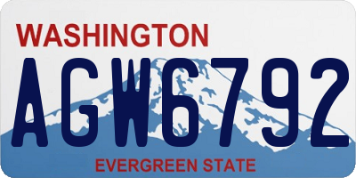WA license plate AGW6792