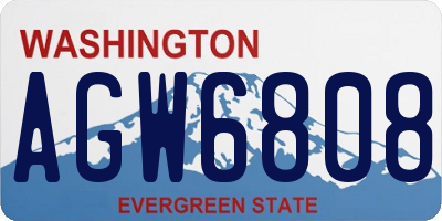 WA license plate AGW6808