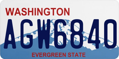WA license plate AGW6840