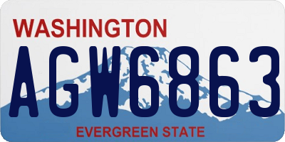 WA license plate AGW6863
