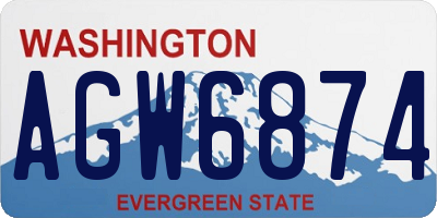 WA license plate AGW6874